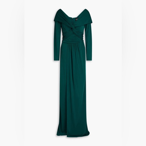 ZAC POSEN Twist-front Draped Jersey Gown Dress Size 12 - Picture 1 of 5